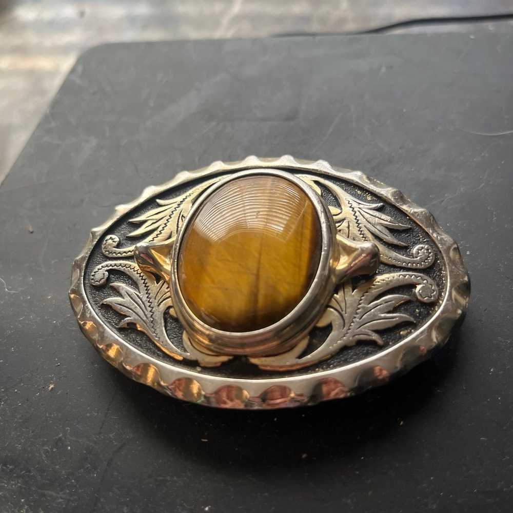 Vintage Women’s Belt Buckle - Western Tiger’s Eye… - image 2