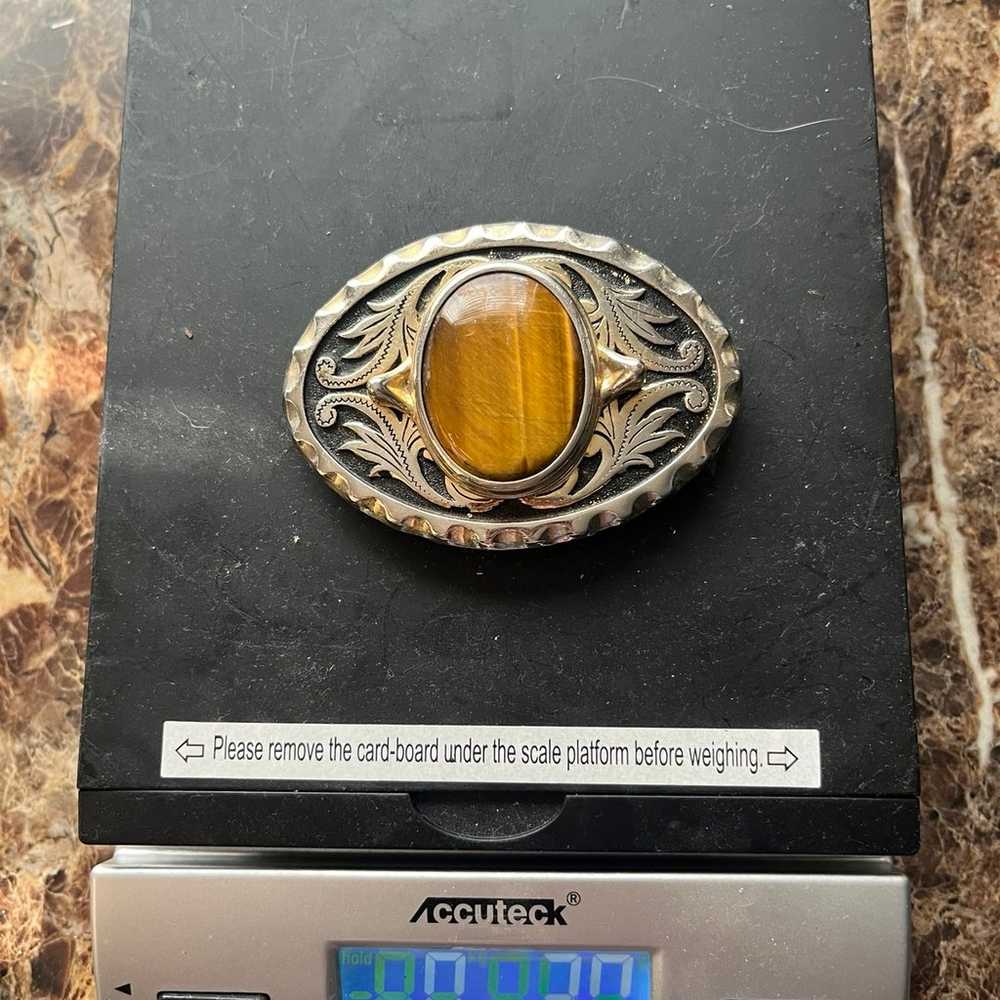 Vintage Women’s Belt Buckle - Western Tiger’s Eye… - image 4