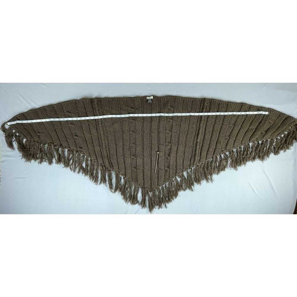 Frenzii Hand Knitted Shawl or Wrap Scarf Brown Bo… - image 10