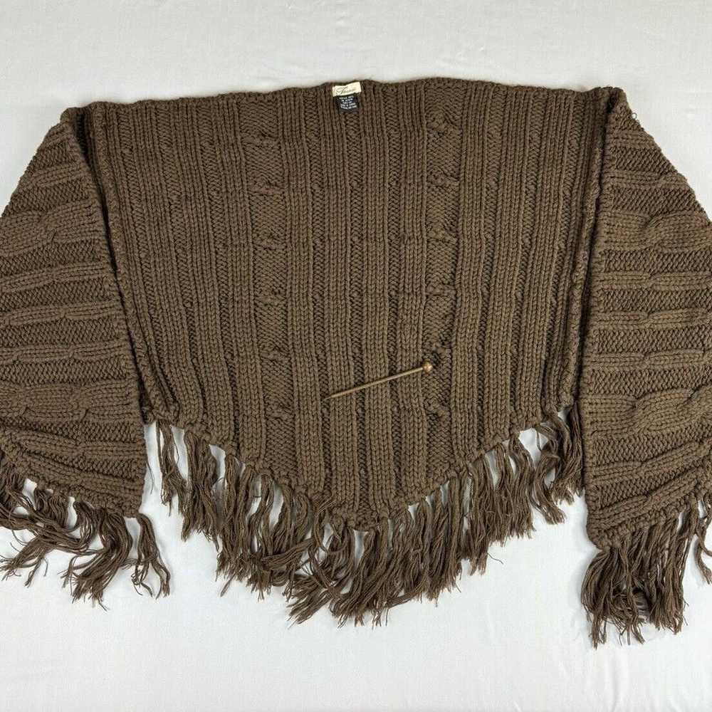 Frenzii Hand Knitted Shawl or Wrap Scarf Brown Bo… - image 11