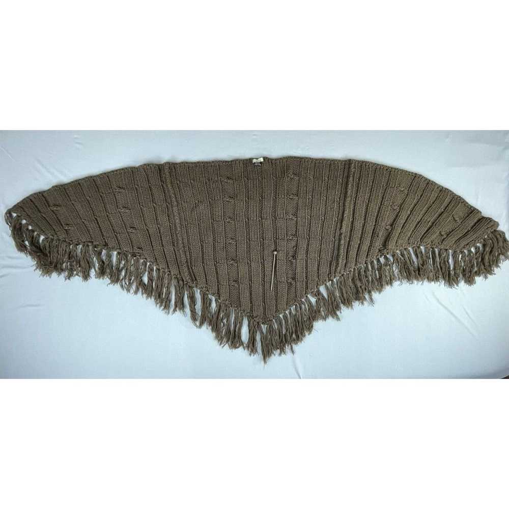 Frenzii Hand Knitted Shawl or Wrap Scarf Brown Bo… - image 12