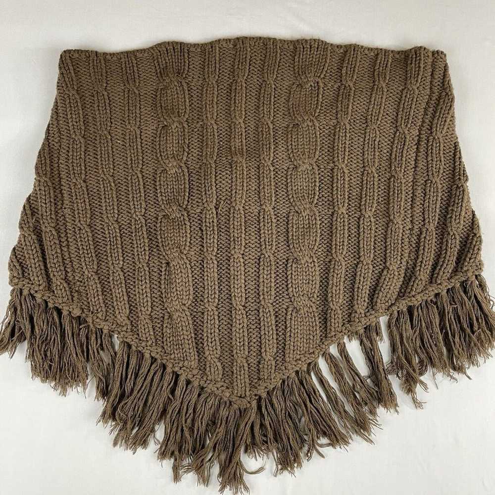 Frenzii Hand Knitted Shawl or Wrap Scarf Brown Bo… - image 2