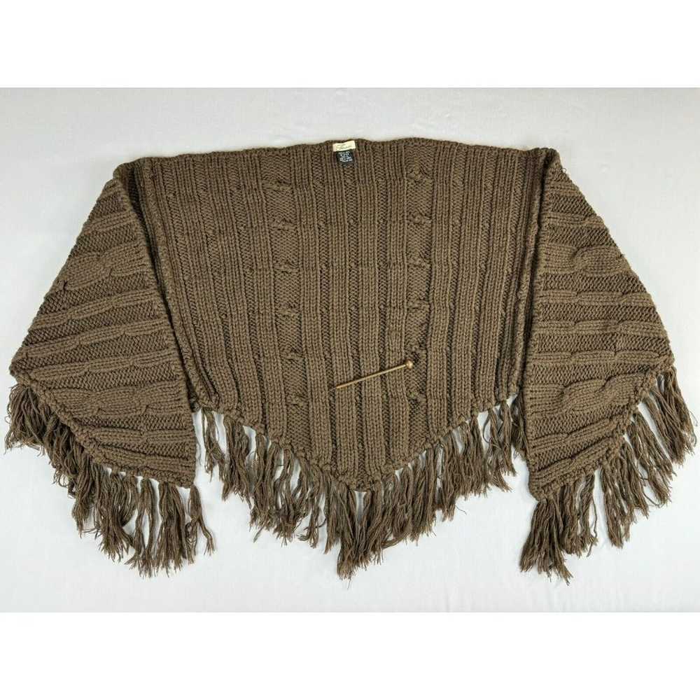 Frenzii Hand Knitted Shawl or Wrap Scarf Brown Bo… - image 3