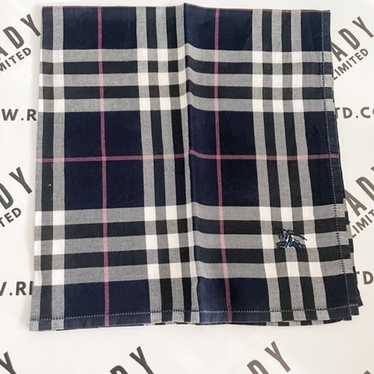 Vintage Burberry Deep Blue Nova Check Scarf 18x18 - image 1