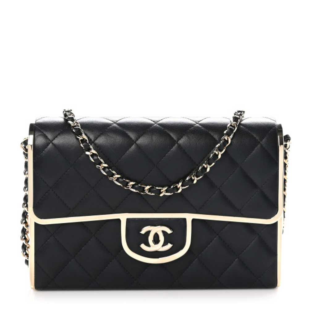 CHANEL Lambskin Metal Quilted Medium Evening Bag … - image 1