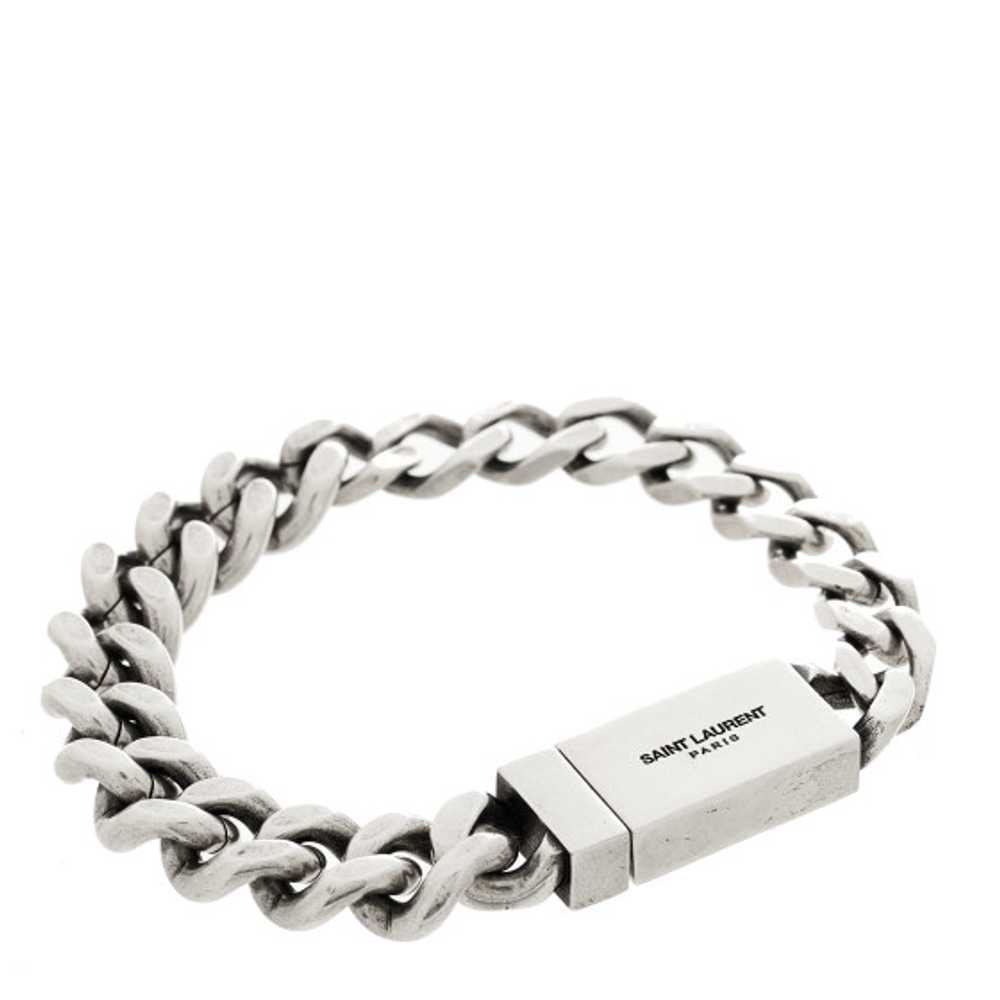 SAINT LAURENT Metal Curb Chain Bracelet Oxidized … - image 1