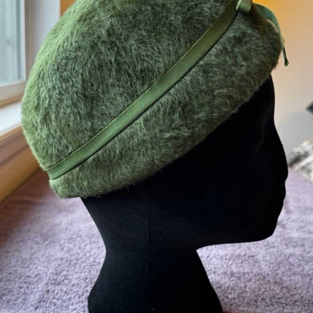 Union Made Vintage Plush Green Wool Felt Cloche H… - image 2