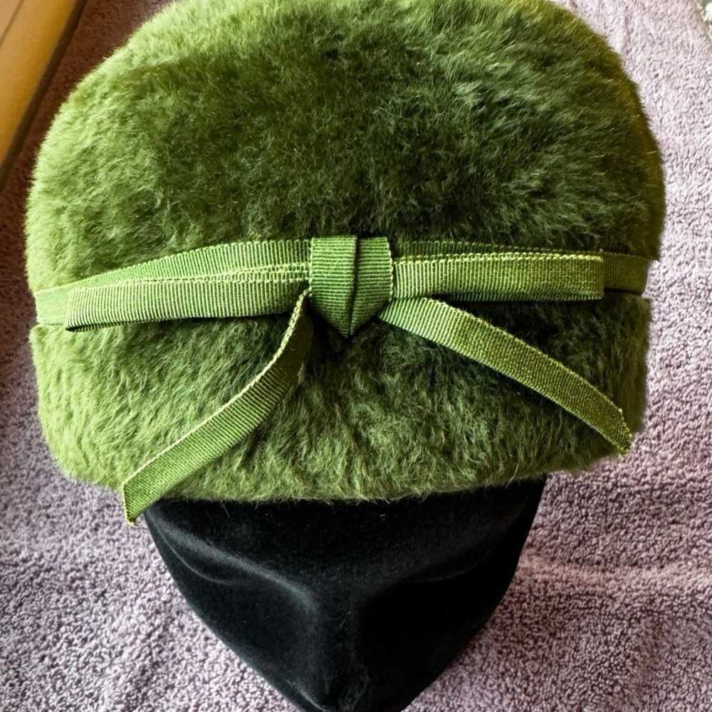 Union Made Vintage Plush Green Wool Felt Cloche H… - image 3