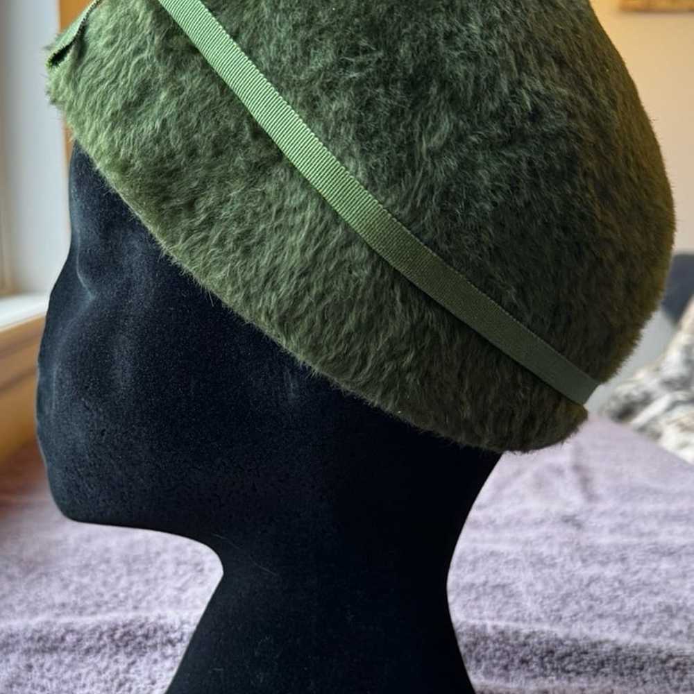 Union Made Vintage Plush Green Wool Felt Cloche H… - image 4