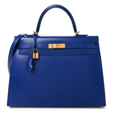 HERMES Tadelakt Kelly Sellier 35 Bleu Electrique - image 1