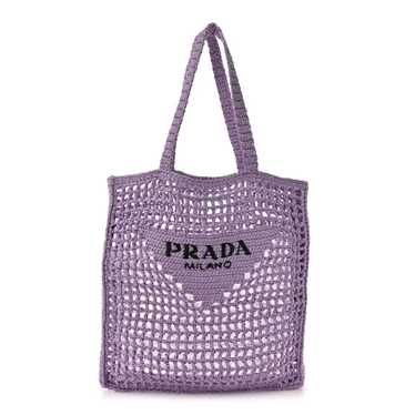 PRADA Yarn Raffia Effect Crochet Logo Embroidered 