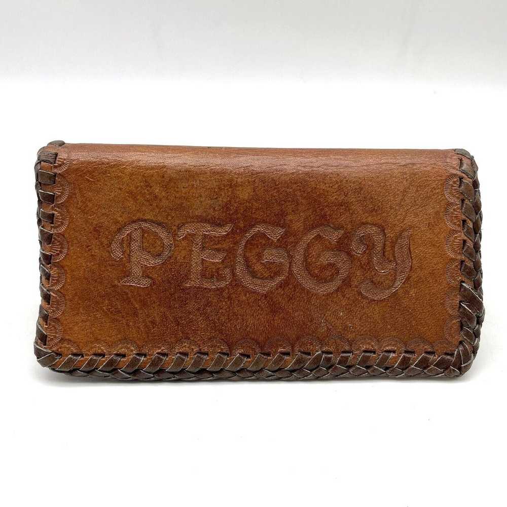 Vintage 60s Handmade PEGGY Monogram Genuine Leath… - image 1