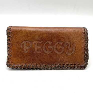 Vintage 60s Handmade PEGGY Monogram Genuine Leath… - image 1