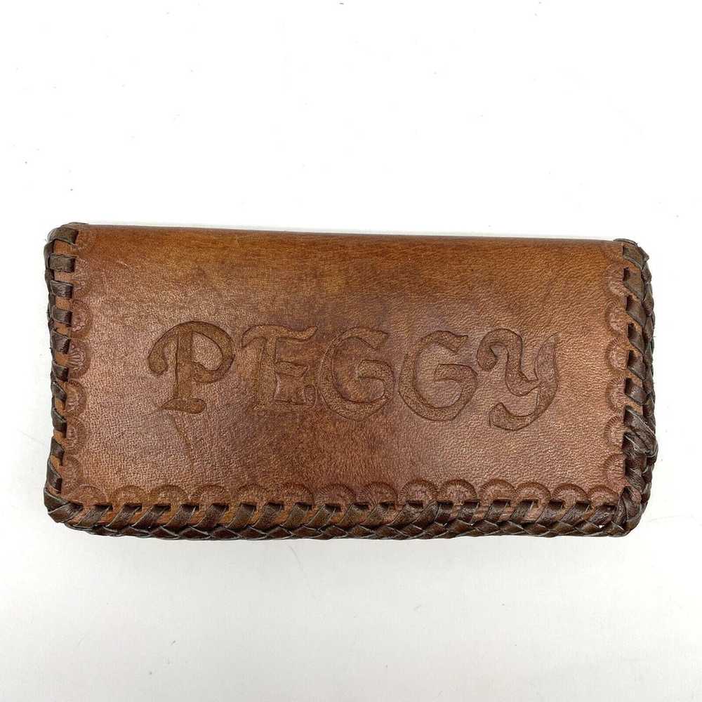 Vintage 60s Handmade PEGGY Monogram Genuine Leath… - image 5