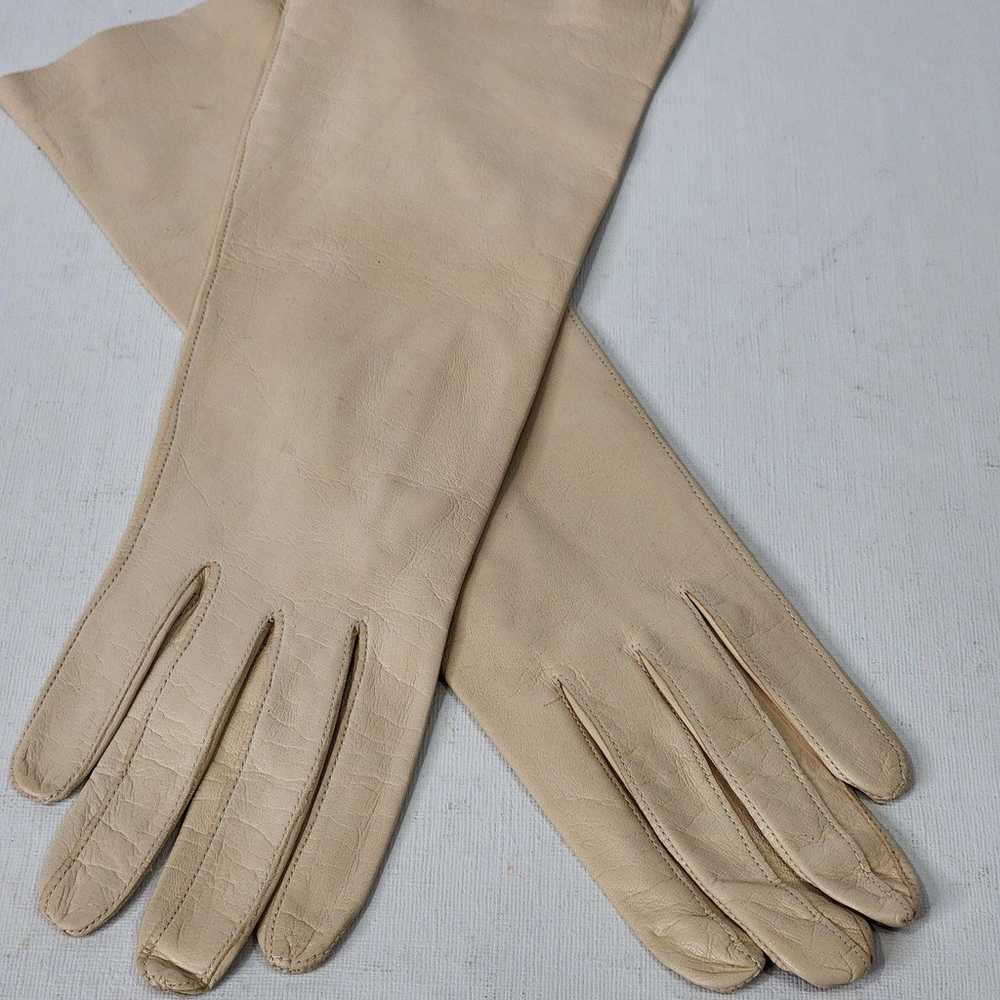 Vintage Aris of Paris Beige Leather Gloves 12.5" … - image 1