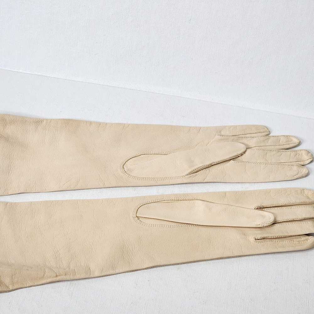 Vintage Aris of Paris Beige Leather Gloves 12.5" … - image 3