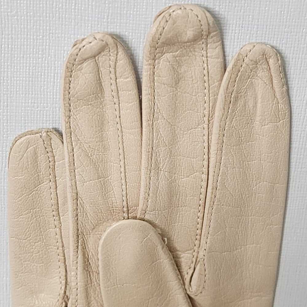 Vintage Aris of Paris Beige Leather Gloves 12.5" … - image 6