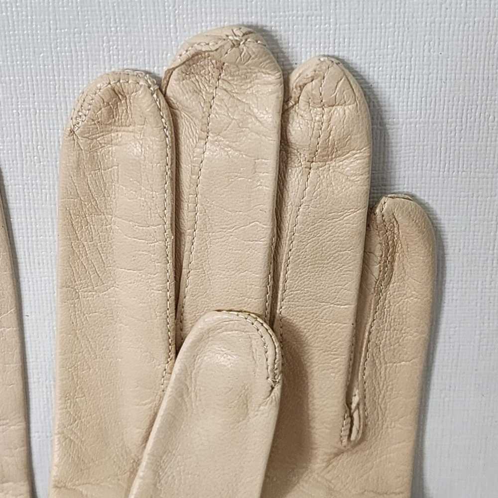 Vintage Aris of Paris Beige Leather Gloves 12.5" … - image 7