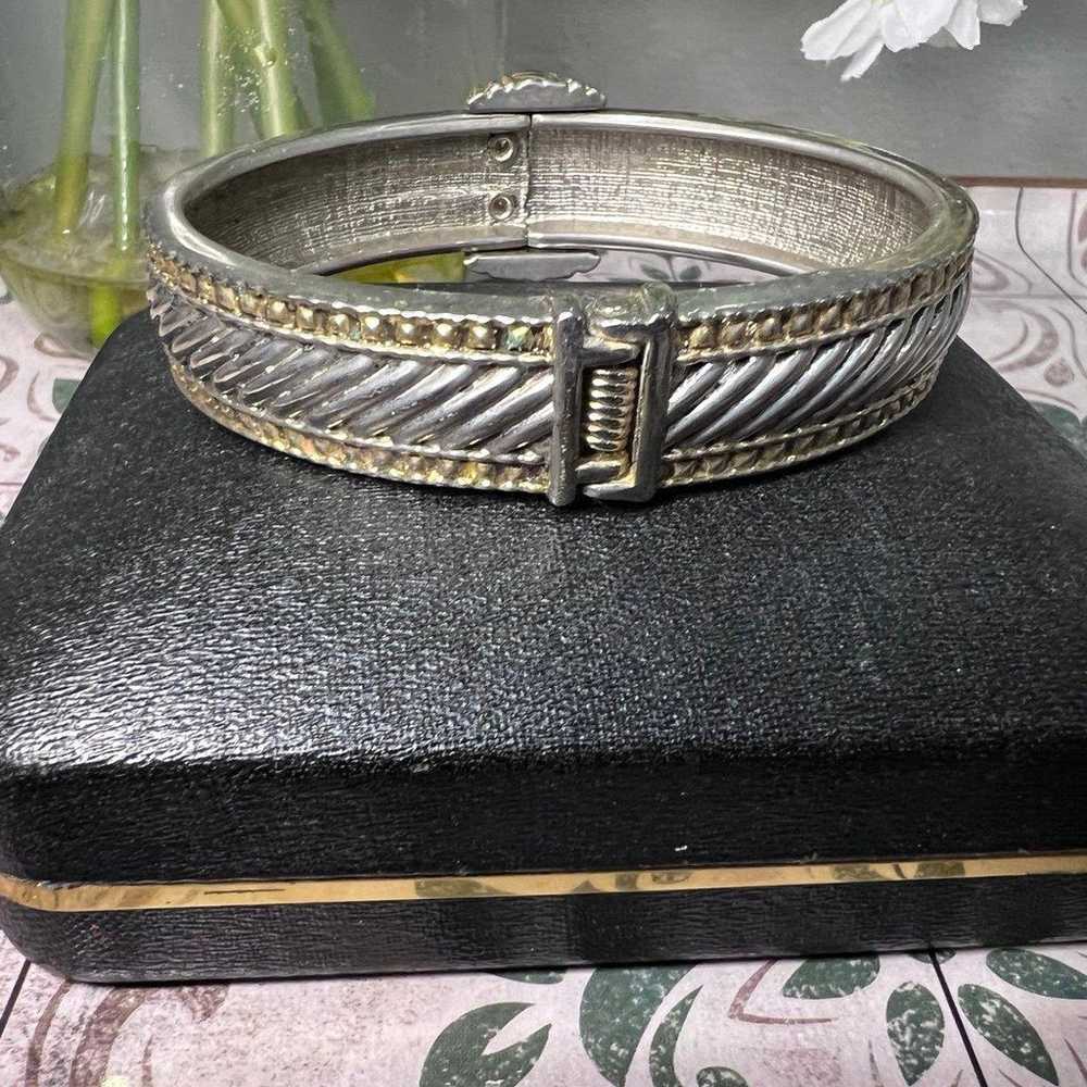 Stylish Vintage Two-Tone Cuff Bracelet with Intri… - image 2