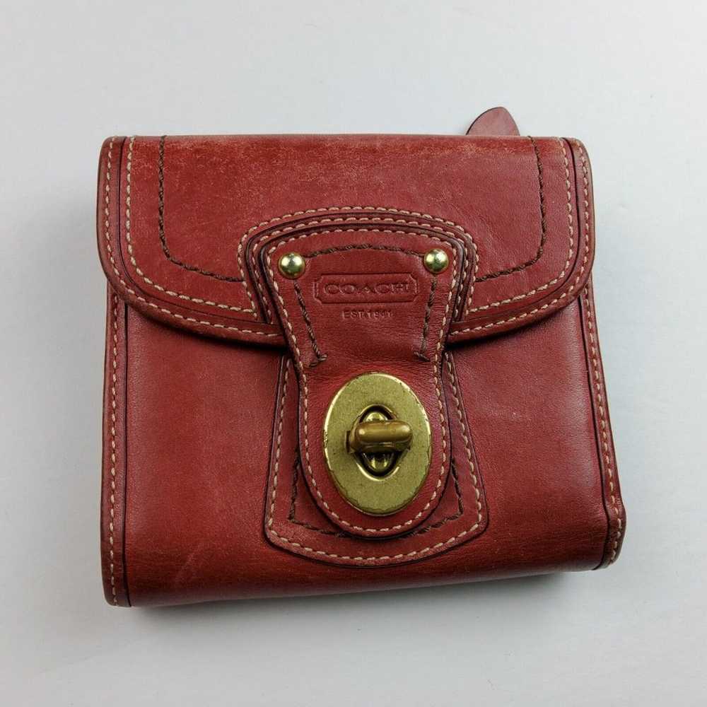 Vintage Coach Leather Turnlock Small Wallet Red - image 1