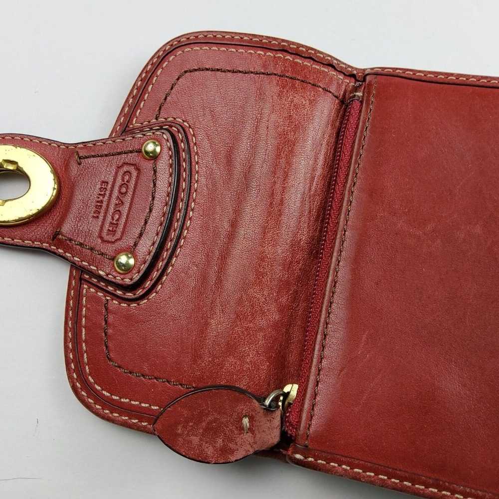 Vintage Coach Leather Turnlock Small Wallet Red - image 7