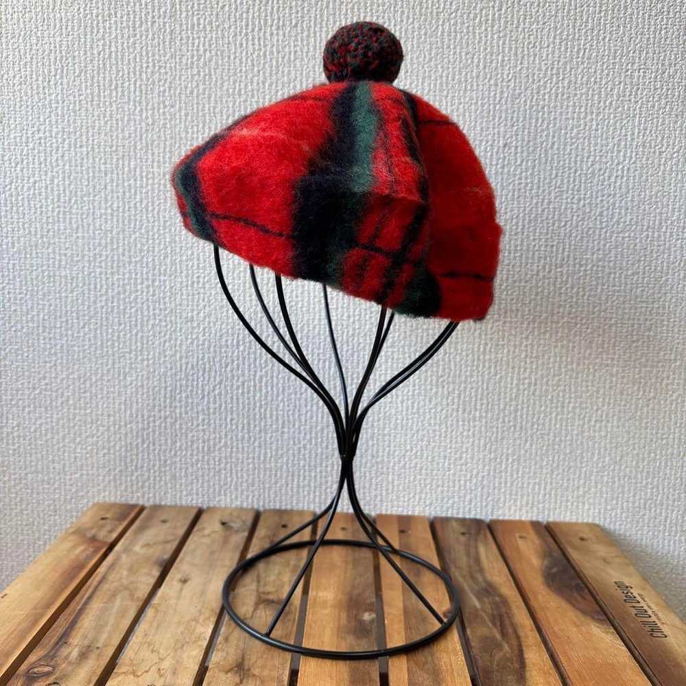 Vintage Royal Stewart Wool Pom Pom Beret 70s Engl… - image 2