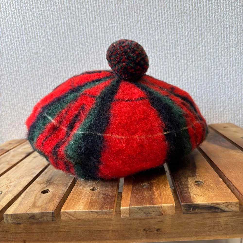 Vintage Royal Stewart Wool Pom Pom Beret 70s Engl… - image 4