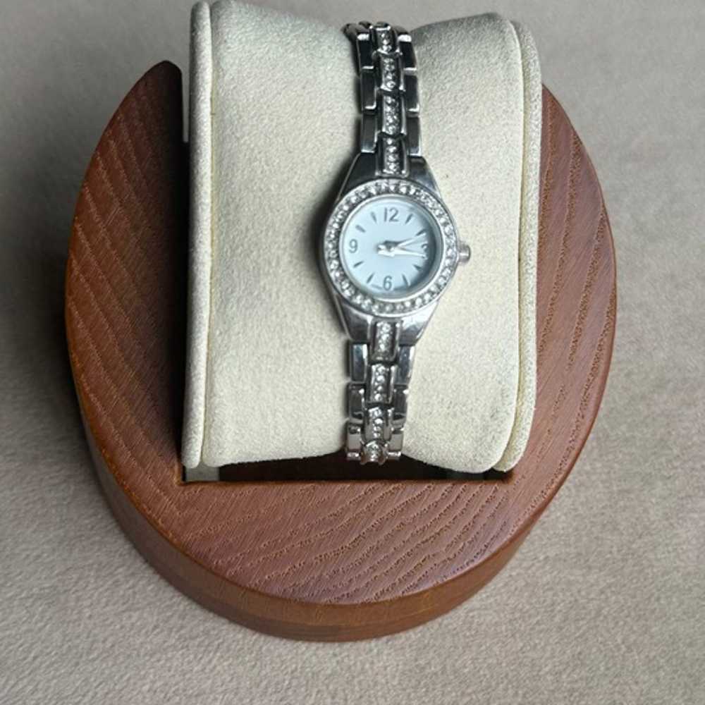 Dainty Crystal Sterling Silver Bracelet Watch - image 1