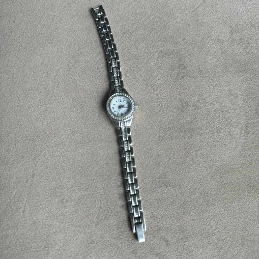 Dainty Crystal Sterling Silver Bracelet Watch - image 4