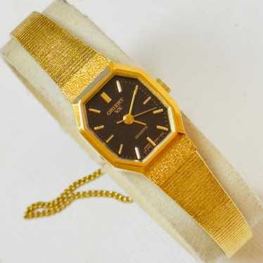 Vintage Orient Small Face Womens Gold Black Dial 6