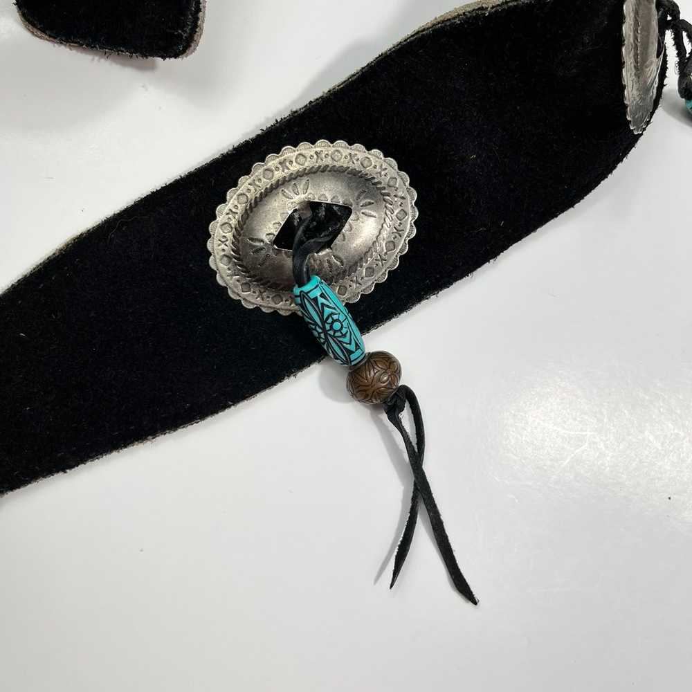 Vintage Western Suede Leather Turquoise Beaded Re… - image 7