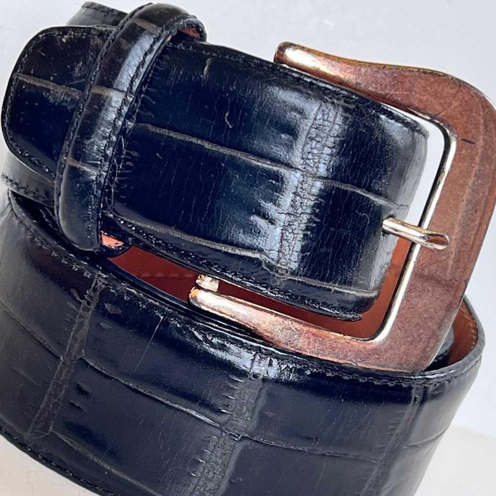 Vintage Brighton Black Embossed Calfskin Leather … - image 2