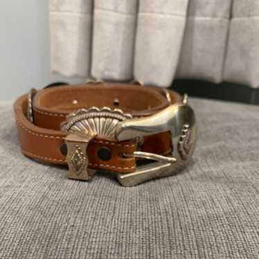 Vintage Justin Tp Grain Cowhide  Belt - image 1