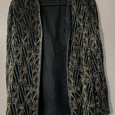 Valerie Stevens II Eveming size 14 silk black gol… - image 1