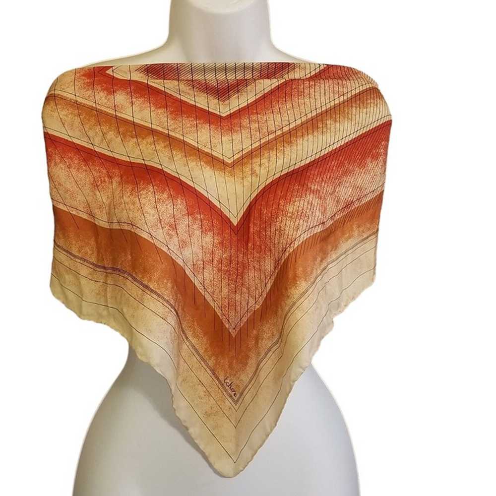 Echo Vintage Silk Square Scarf Geometric Square R… - image 2