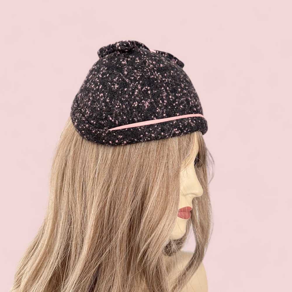 Vintage 1940s Women's Black & Pink Wool Capulet H… - image 3