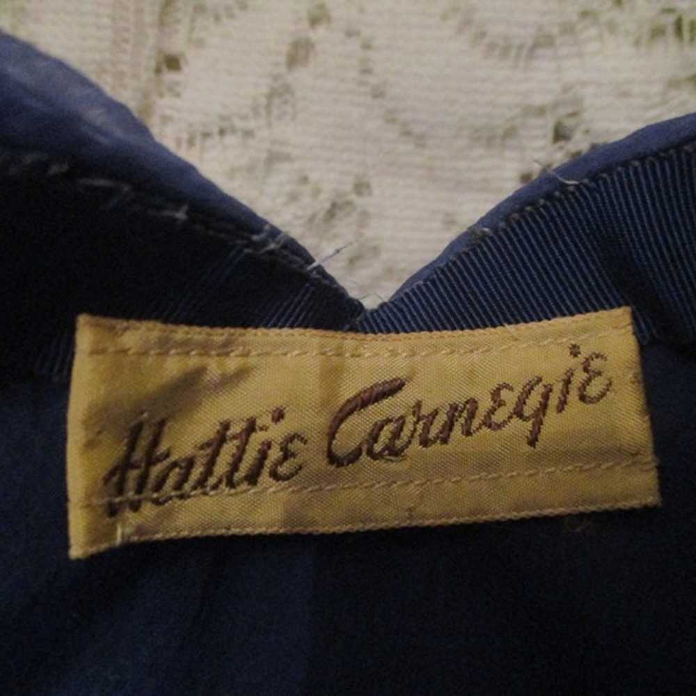 vintage Hattie Carnegie royal blue silk floral ha… - image 6