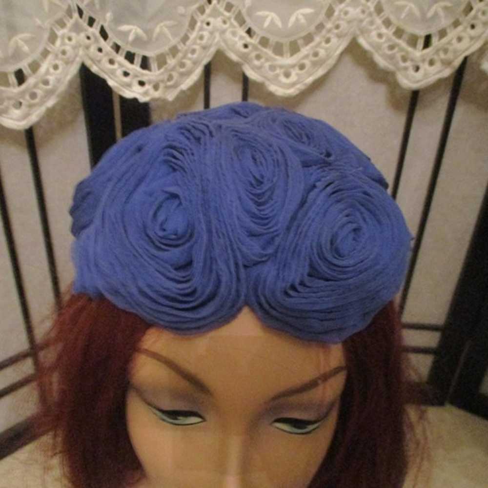 vintage Hattie Carnegie royal blue silk floral ha… - image 7