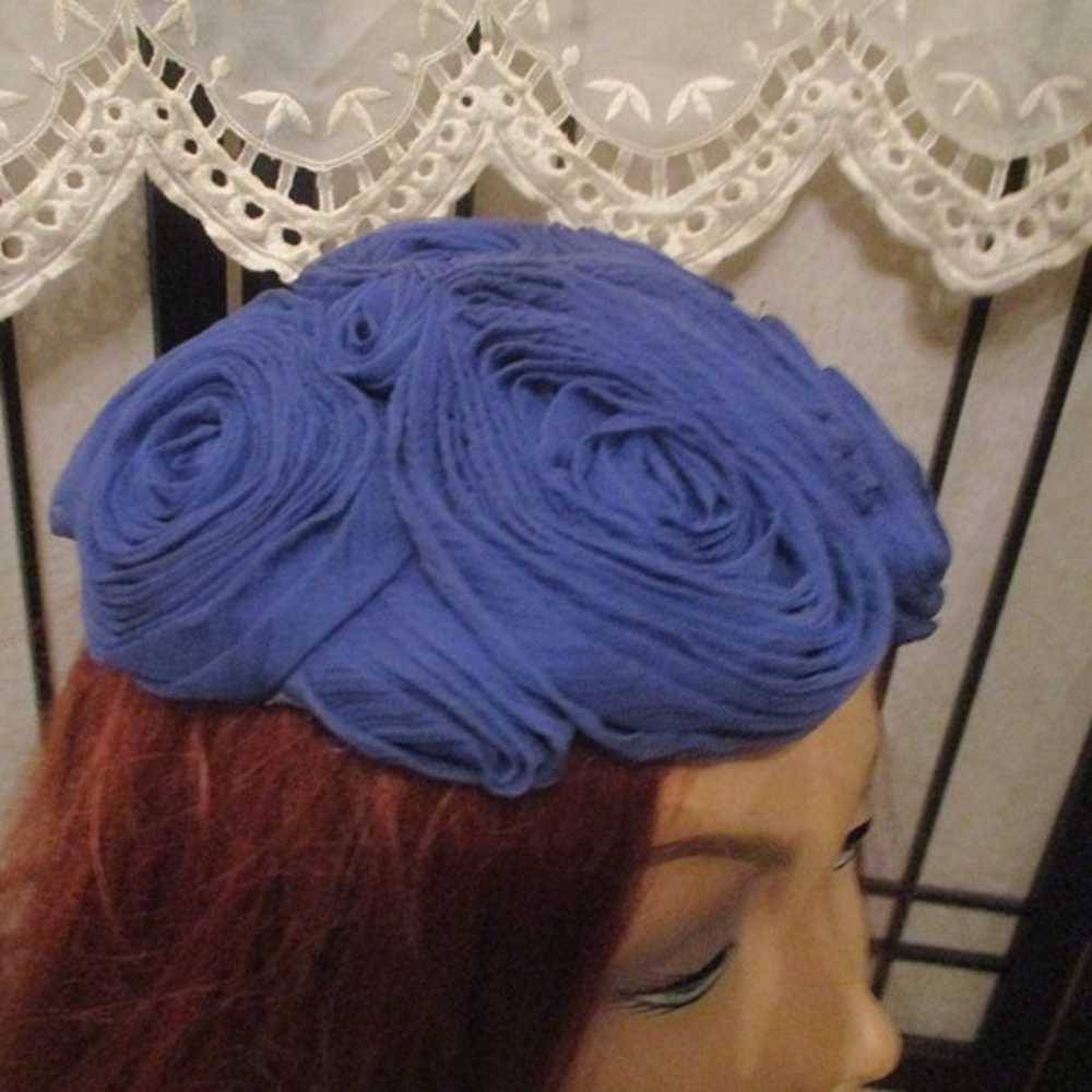 vintage Hattie Carnegie royal blue silk floral ha… - image 8