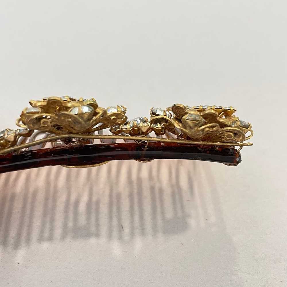 Vintage Miriam Haskell clip hair comb floral rhin… - image 8