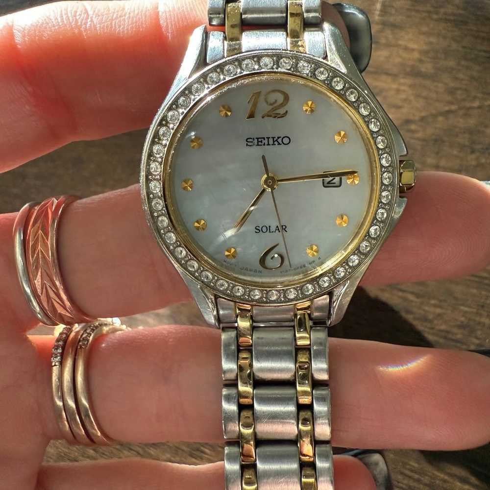 Vintage Ladies Solar Powered Seiko Jeweled Watch - image 3