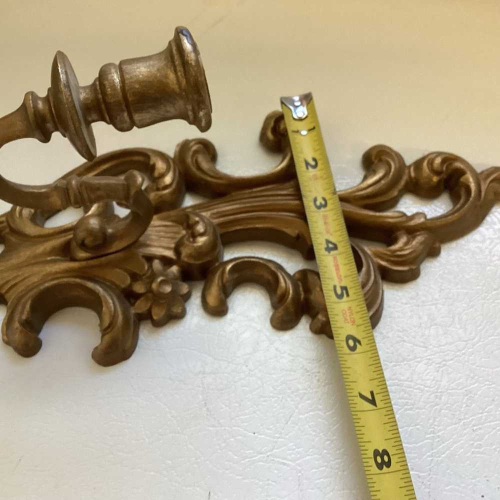 Vintage Gold Ornate Shelf With 2 Sconces - image 10