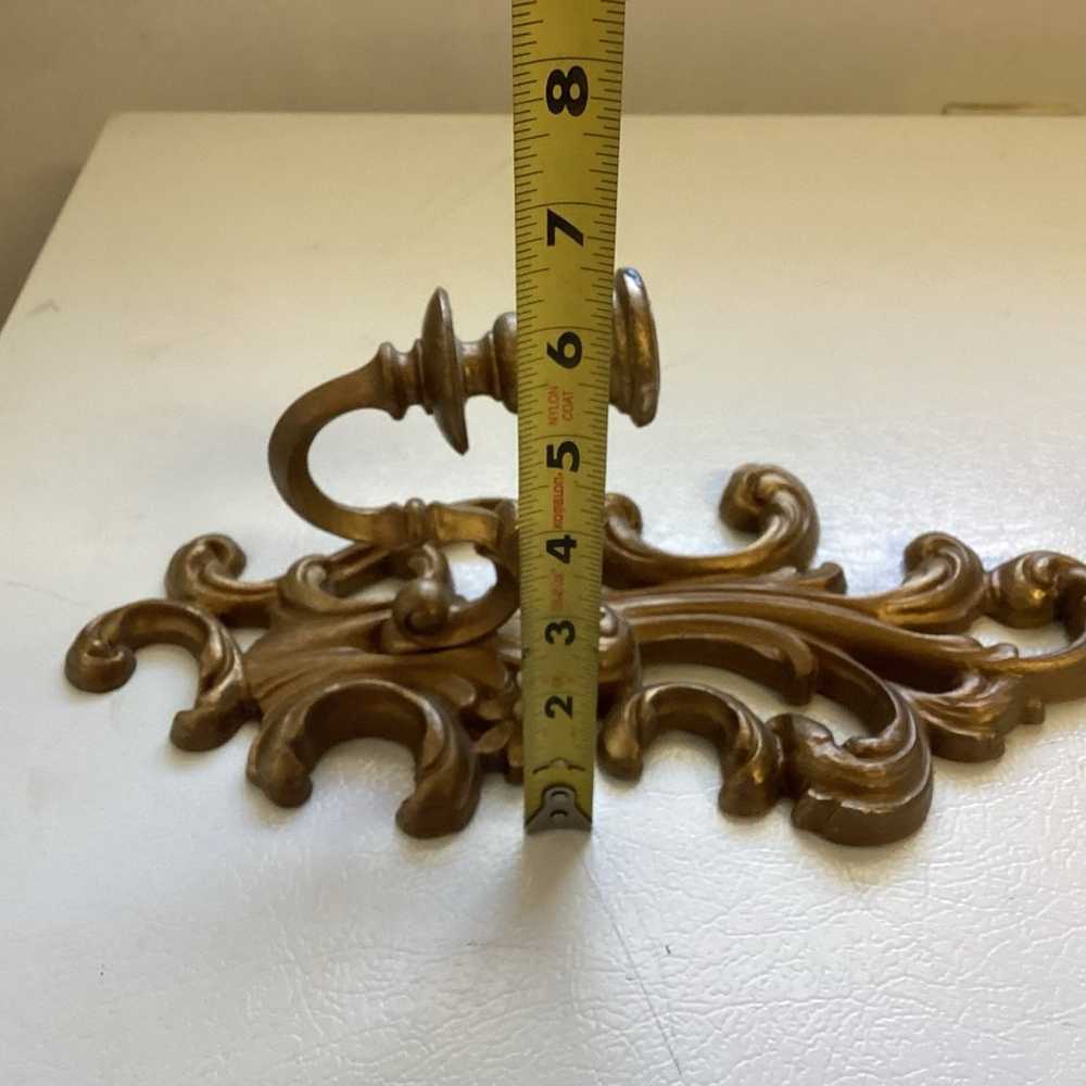 Vintage Gold Ornate Shelf With 2 Sconces - image 11