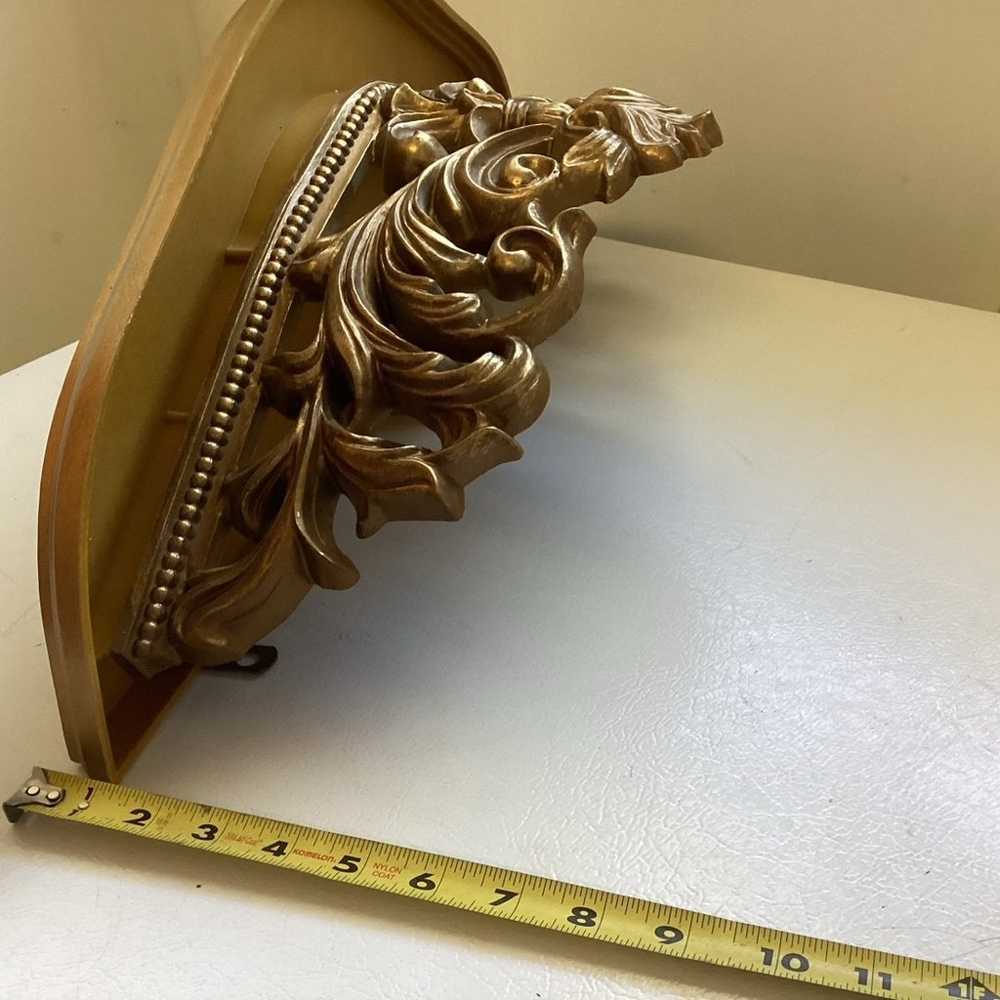 Vintage Gold Ornate Shelf With 2 Sconces - image 6