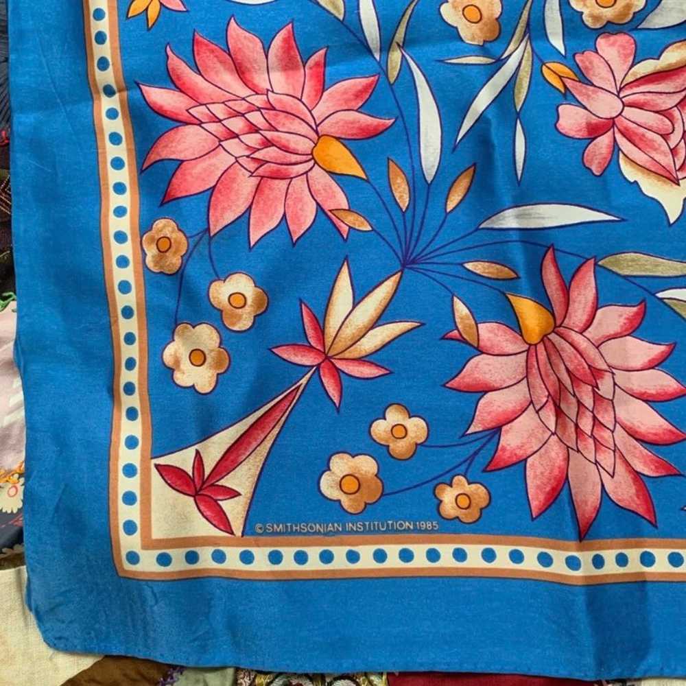 Vintage smithsonian floral silk scarf - image 4