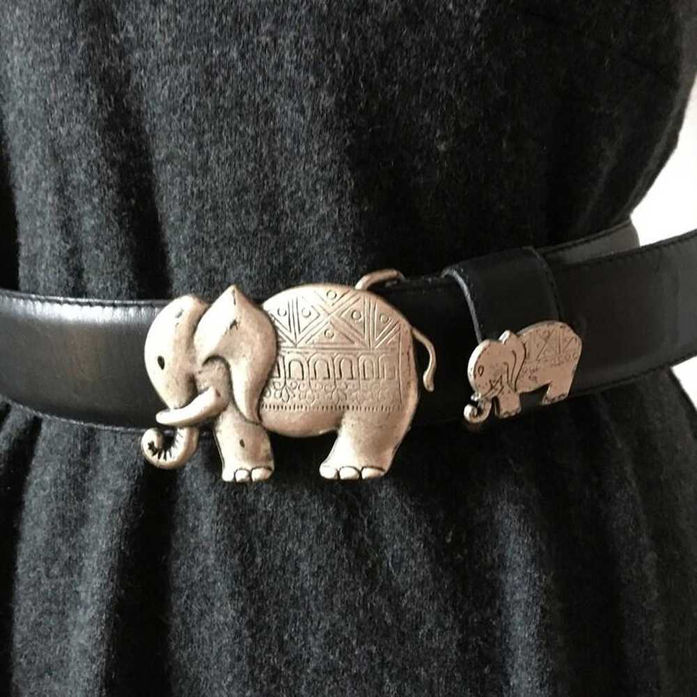 Vintage Classic Silver Buckle Elephant Mama & Bab… - image 1