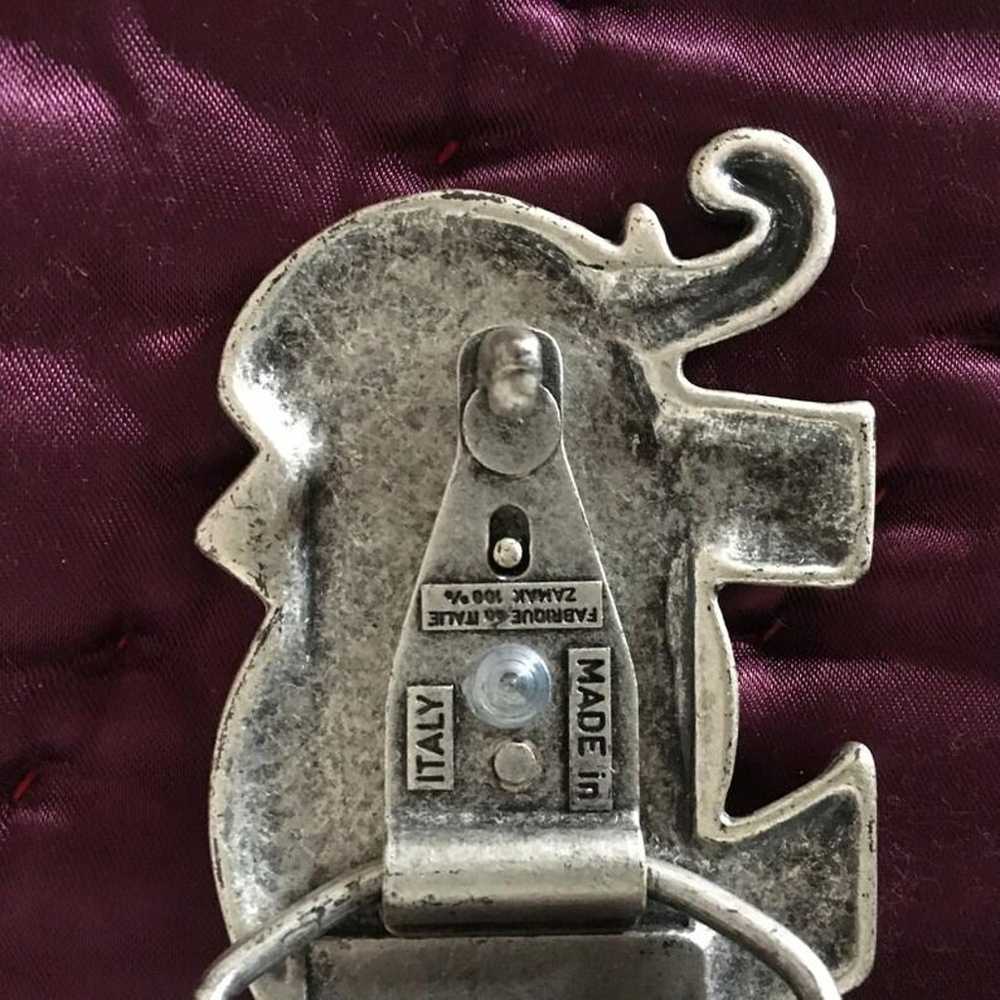 Vintage Classic Silver Buckle Elephant Mama & Bab… - image 8