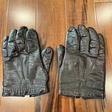 Vintage Nordstrom Dark Brown Gloves Leather Cashm… - image 1