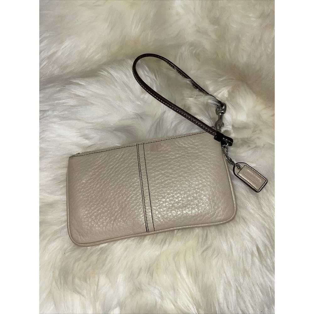 Coach Beige with Brown Strap Leather Wristlet Wal… - image 2