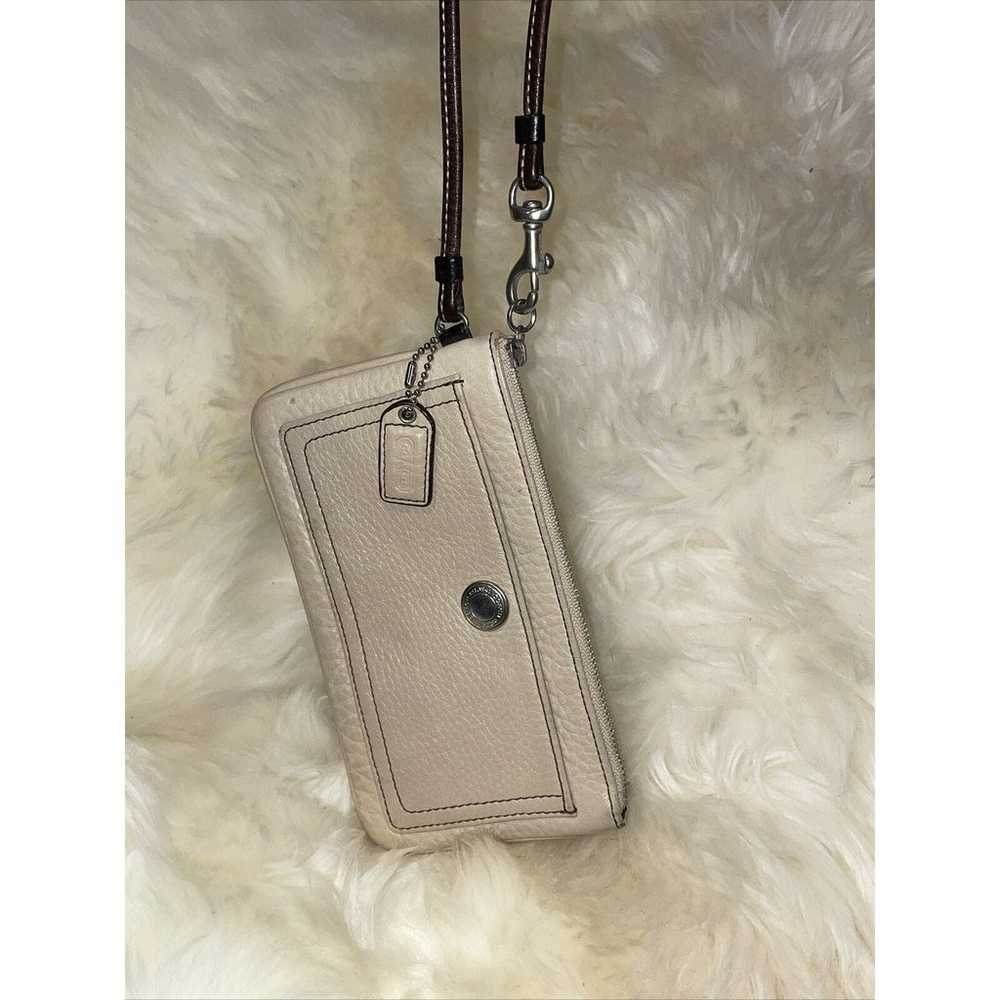 Coach Beige with Brown Strap Leather Wristlet Wal… - image 3